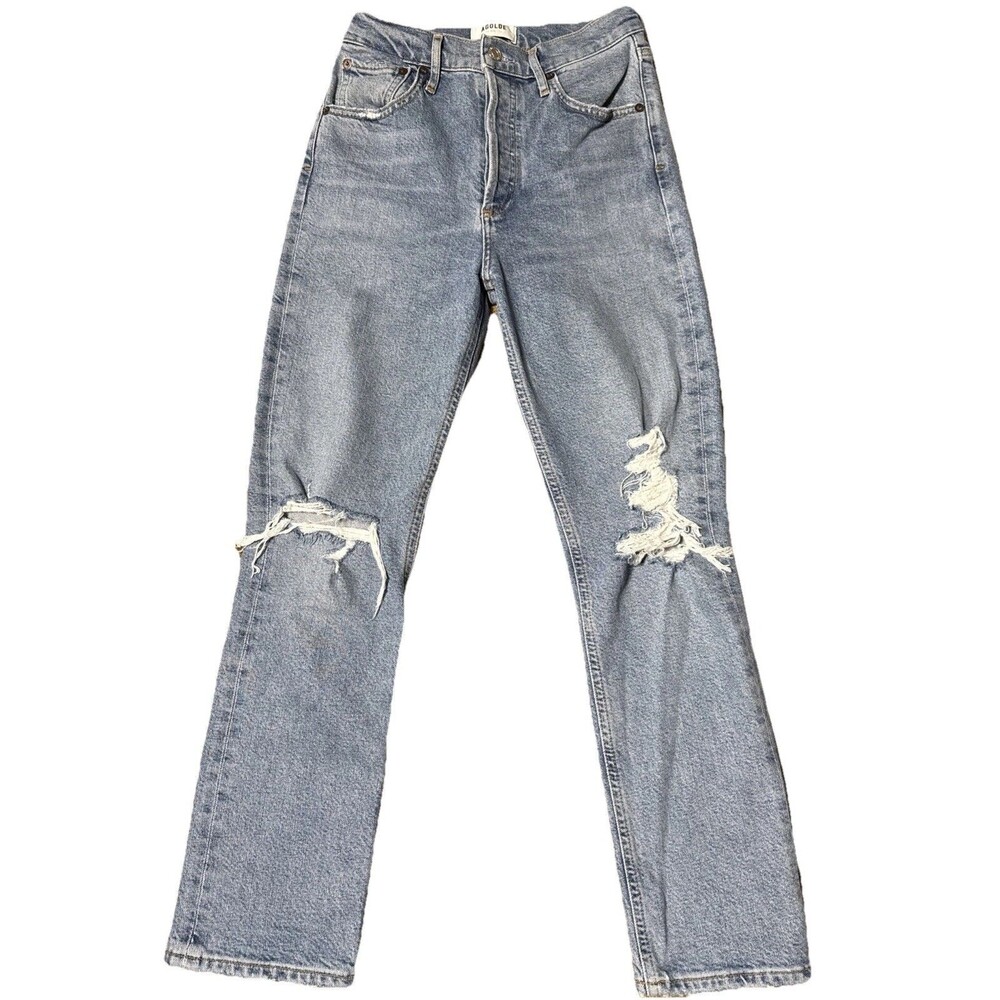 Agolde Jeans Riley Crop Womens Size 24 High Rise Straight‎ Distressed Denim